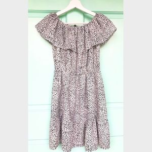 Black And White Spotted Off The Shoulder Dress